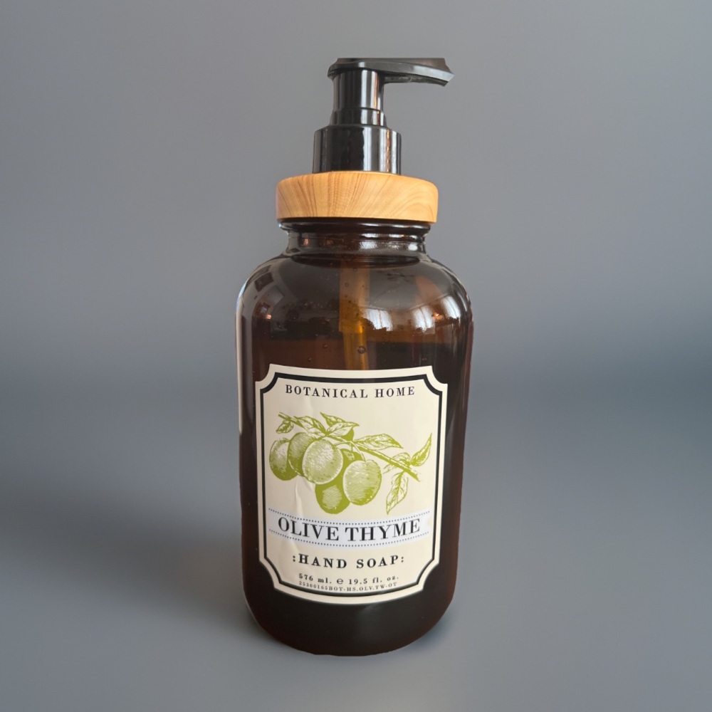 PREMIUM OLIVE THYME LIQUID HAND SOAP IN GLASS BOTTLE